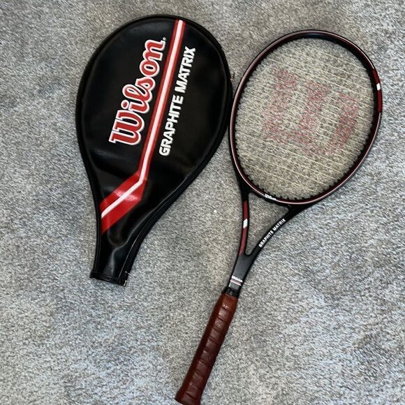 Wilson Graphite Matrix MidSize vintage Tennis Racquet size 4 1/4 L2 leather grip - Picture 1 of 7